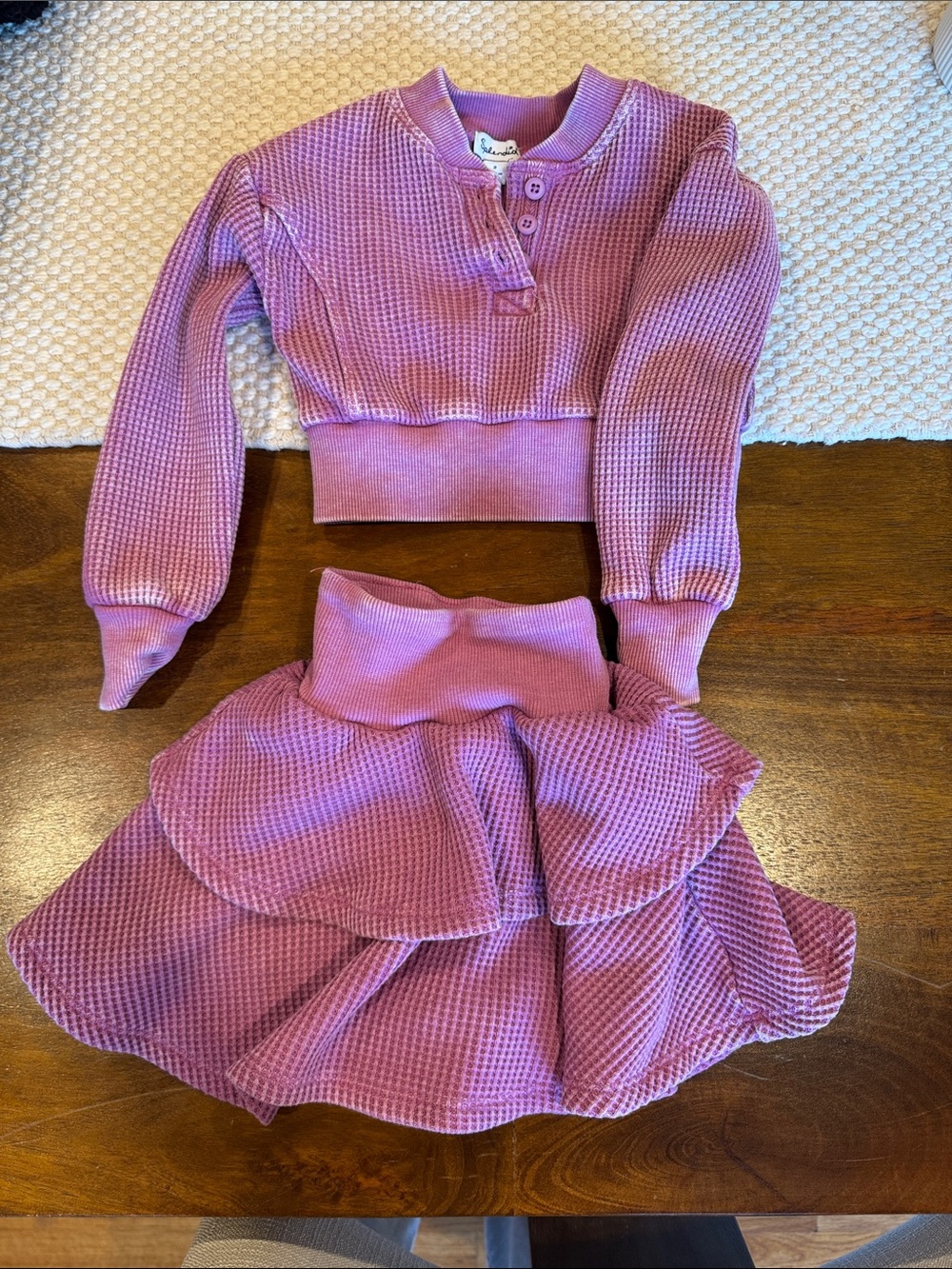 Splendid Girls Purple Waffle Knit Matching Set